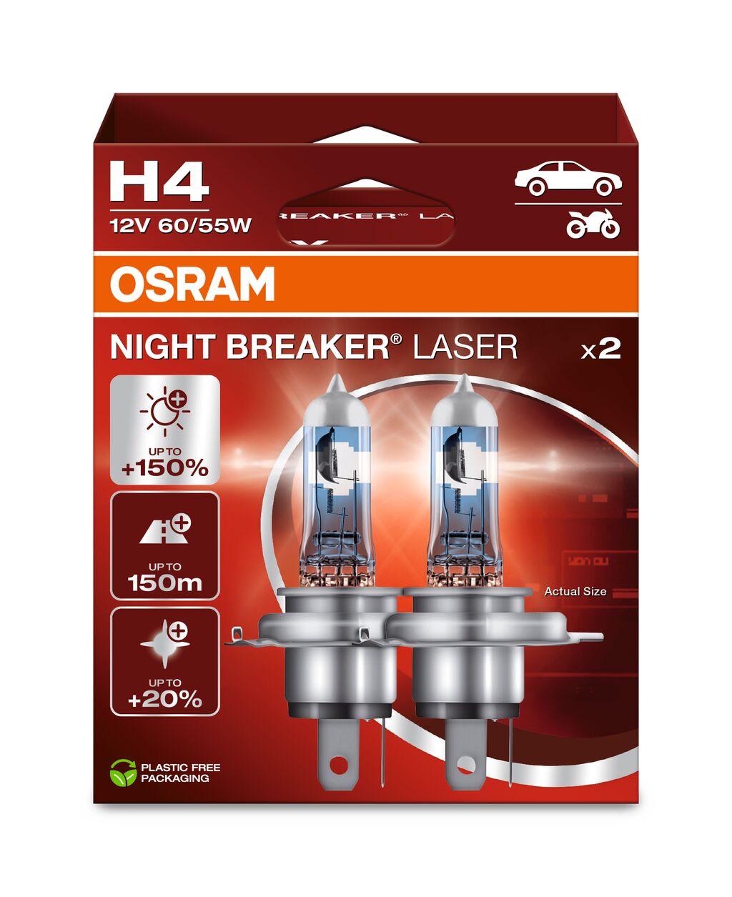 OSRAM 64193NL-2HB Izzó H4 Night Breaker Laser +150% 2db